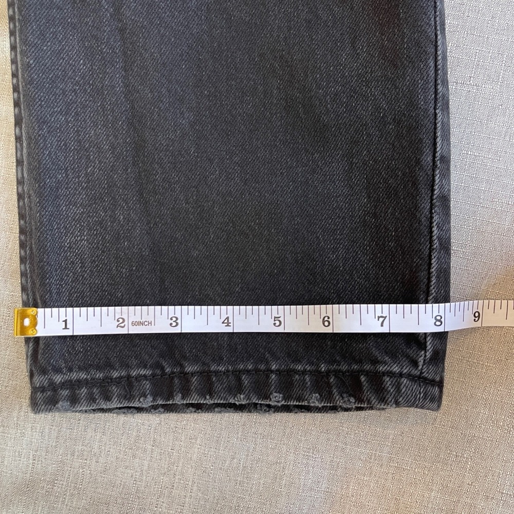 Zara High Waist Straight Leg Jeans Womens Size 10 Faded Distressed Black Wash - Picture 7 of 12